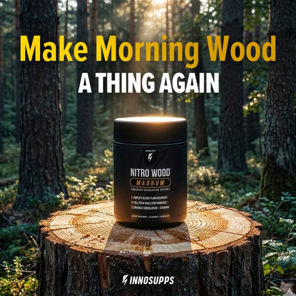 This image ad is for Inno Supps Nitro Wood Magnum, a dietary supplement aimed at amplifying blood flow, improving male p