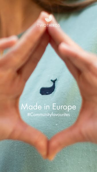 This ad features an image of a light blue shirt with a whale logo. The shirt is shown in the center of the frame, and th