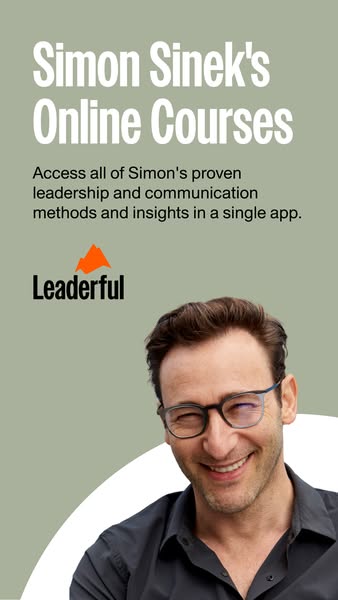 This image ad for Leaderful promotes Simon Sinek's online courses, providing access to his leadership and communicat