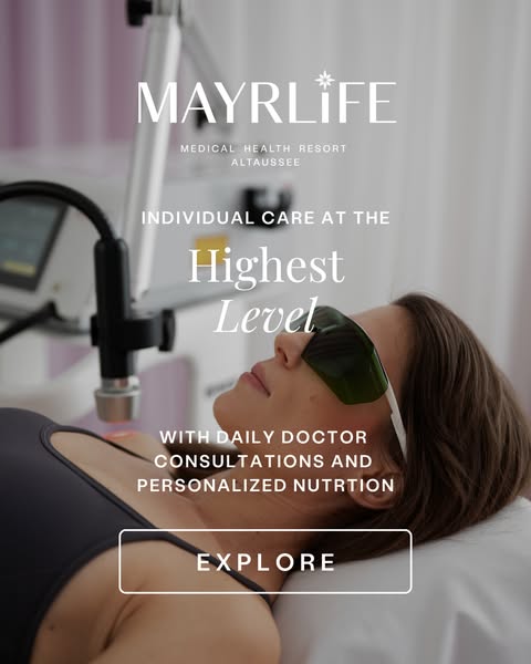 This ad features a woman on a medical bed getting a laser treatment from Mayrlife. The ad highlights the individualized 