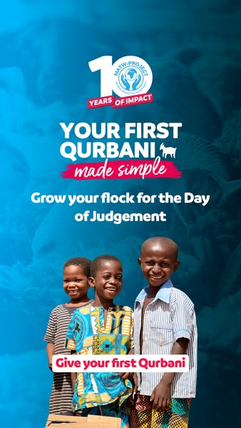 This image ad from MATW-Project promotes Qurbani donations. The ad emphasizes the ease of giving and the spiritual benef