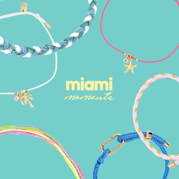 This ad showcases a variety of Pura Vida bracelets against a turquoise background, emphasizing the brand's connectio