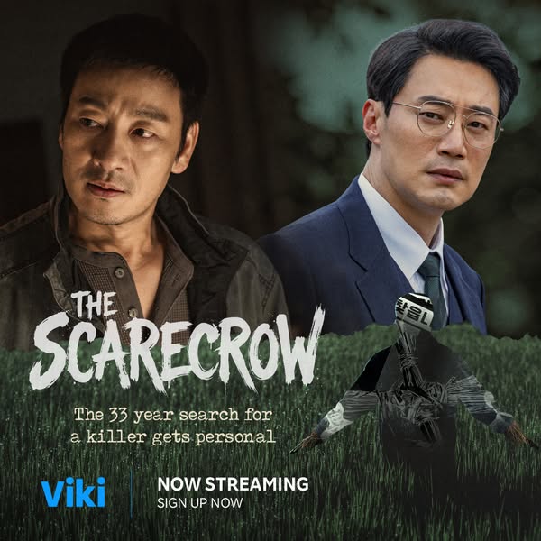 This ad promotes the streaming of the TV show, "The Scarecrow" on Viki. The ad uses a dark and suspenseful ton