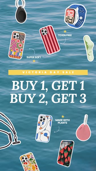 The ad is promoting a sale for phone cases and other accessories. It advertises a "Buy 1, Get 1" and "Buy