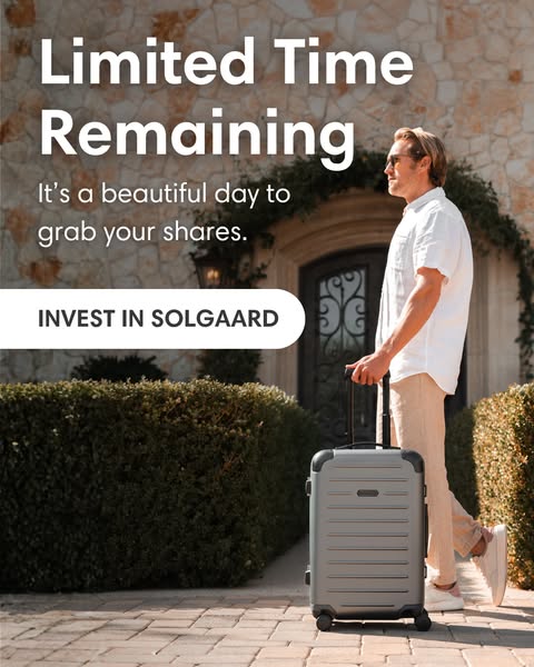 This image ad from Solgaard presents a limited time offer. It features a man walking near an ornate building with a Solg