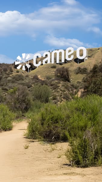 This image ad features a photo of the iconic Hollywood sign, but modified to read "cameo" instead of "hol