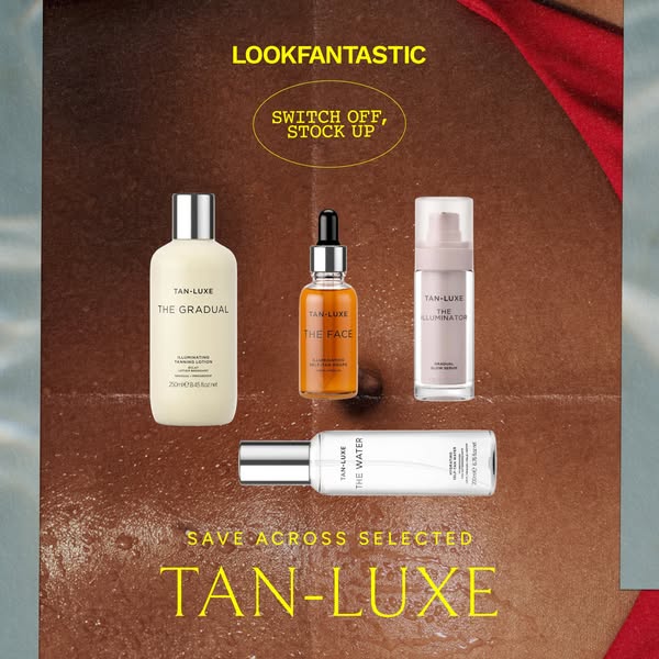 This ad showcases Tan-Luxe tanning products and promotes savings on the brand.