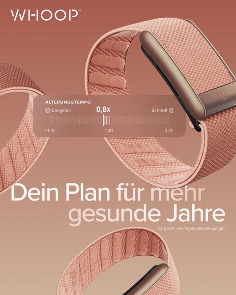 This image ad for WHOOP features a close-up of the WHOOP band with a slider interface overlayed on top. The ad conveys t