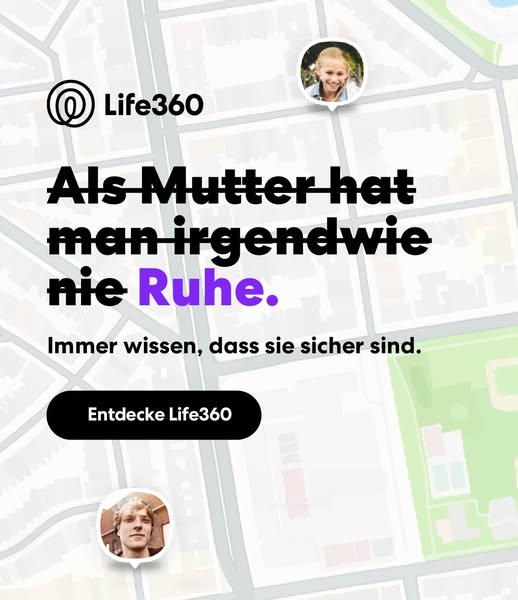 This ad for Life360 highlights the app's location tracking features for families. The visual is a map interface with
