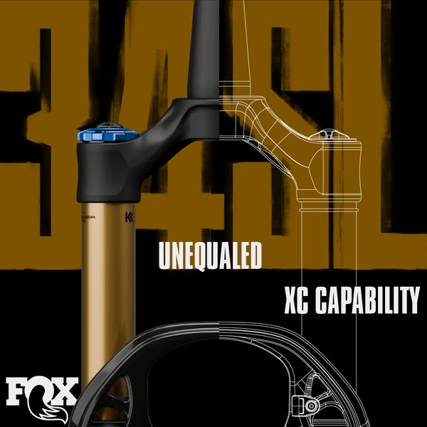 The ad showcases the Fox Racing mountain bike fork, emphasizing its unequaled XC capability through a combination of a d