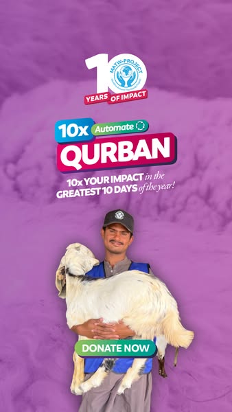 This is an advertisement for MATW-Project, a charity encouraging donations to automate Qurban during the 10 greatest day