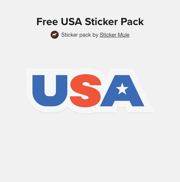 This is a simple image ad promoting a free USA sticker pack from Sticker Mule.