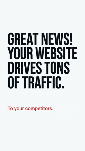 The ad presents "GREAT NEWS!" about website traffic, followed by a punchline that it all goes "To your co