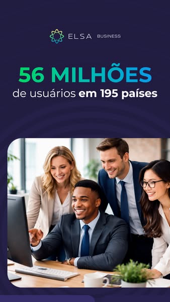 This ad promotes Elsa Business with a focus on its extensive user base across numerous countries. The ad features a dive