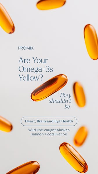 This image ad by Promix is meant to grab the attention of its target audience by questioning the color of their Omega-3 