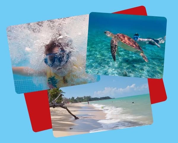 This ad shows a collage of beach and water scenes. It gives the impression that the product is related to or can be used