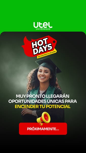 This image ad promotes UTEL Universidad's upcoming "Hot Days" event from May 25th to June 2nd, targeting p