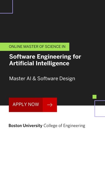 This image ad promotes Boston University's online Master of Science in Software Engineering for Artificial Intellige
