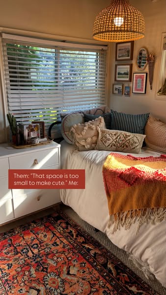 This image ad shows a cozy room setup in a small space that others have deemed 'too small to make cute'.