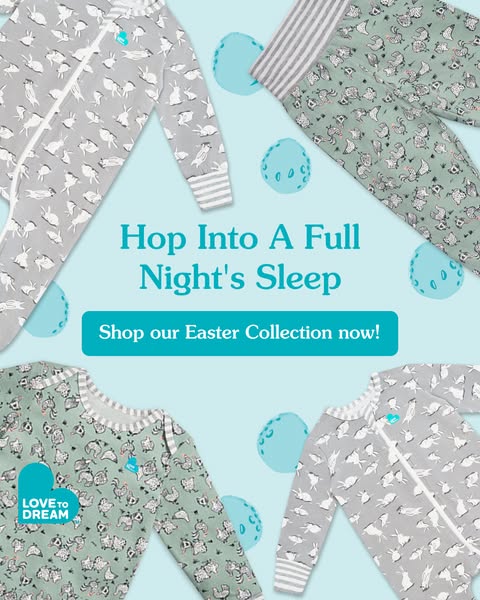 This image ad features a variety of baby and toddler sleepwear, emphasizing comfort and promoting a full night's sle
