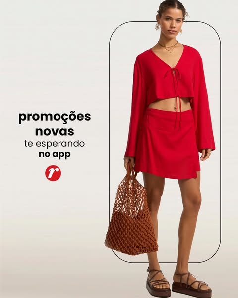 This ad promotes the brand's app, highlighting new promotions available within it. It features a model wearing a red