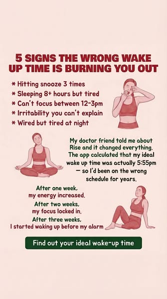 This ad uses a listicle format to highlight signs that the viewer may be waking up at the wrong time. It then uses a tes