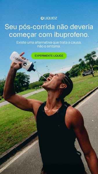 This ad for Liquidz features an athlete who is taking a drink of the product after a run. The ad message states that you