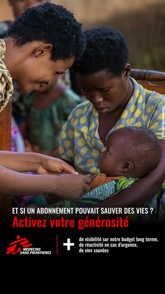 This ad for Medecins Sans Frontieres uses an image of a mother and child receiving medical attention in a field hospital