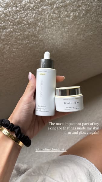 The ad features a person holding Time-line skincare products and claiming they are the most important part of their skin
