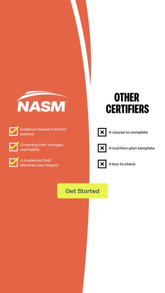 This image ad compares NASM to other certifying companies, highlighting the differences between them. NASM promotes itse