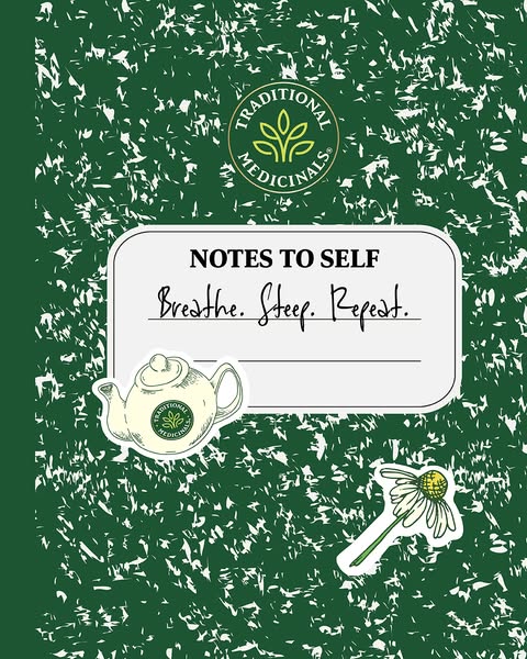 This ad for Traditional Medicinals uses a simple image of a notebook with the brand's tagline to suggest the importa
