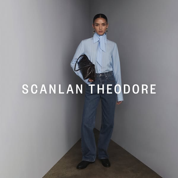 This ad features a model wearing SCANLAN THEODORE clothing and accessories and is meant to showcase the brand's aest
