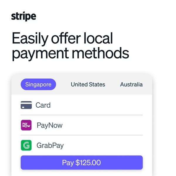 This ad for Stripe promotes the platform's ability to offer local payment methods. The ad features a screenshot of a