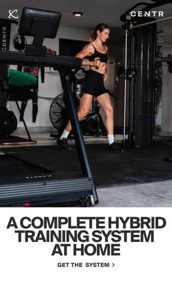This ad promotes Centr, a complete hybrid training system for use at home. The ad features a woman engaged in a workout 