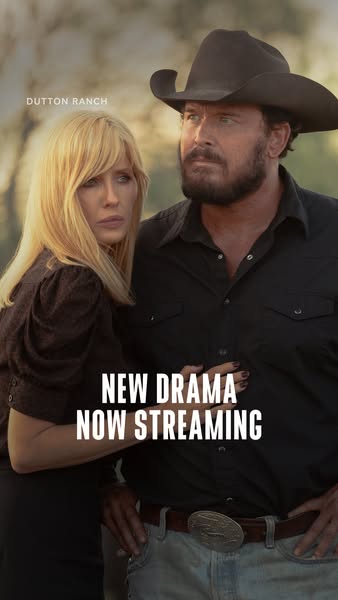 This is an image ad for the television show "Dutton Ranch." The ad features two characters from the show with