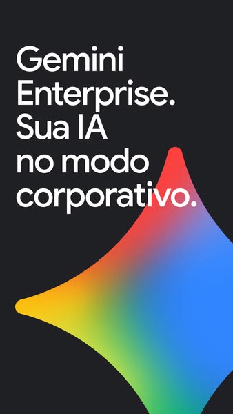 This ad for Gemini Enterprise uses a colorful gradient visual and simple text to highlight its AI corporate solutions.