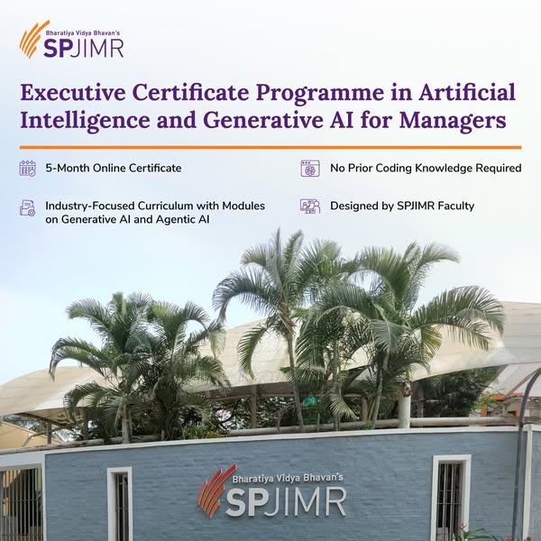 This ad promotes the Executive Certificate Programme in Artificial Intelligence and Generative AI for Managers offered b