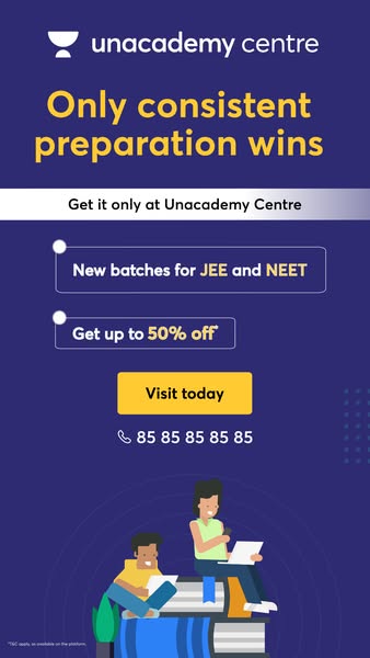This image ad for Unacademy Centre emphasizes the importance of consistent preparation for JEE and NEET exams. It highli