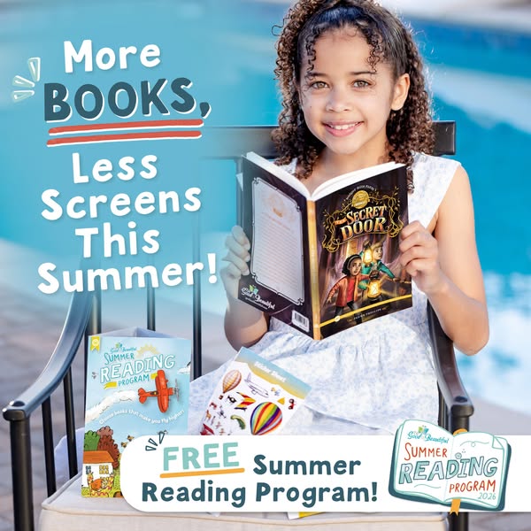 This image ad promotes a summer reading program by contrasting the benefits of books with the drawbacks of screen time. 
