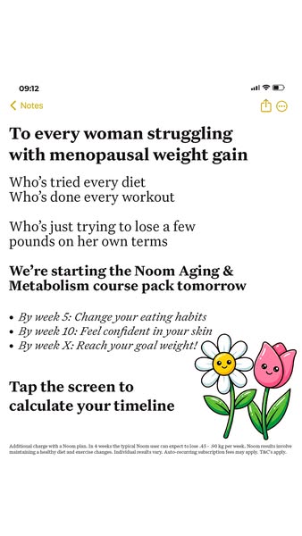 This ad is for Noom's aging and metabolism course. It targets women struggling with menopausal weight gain and promi