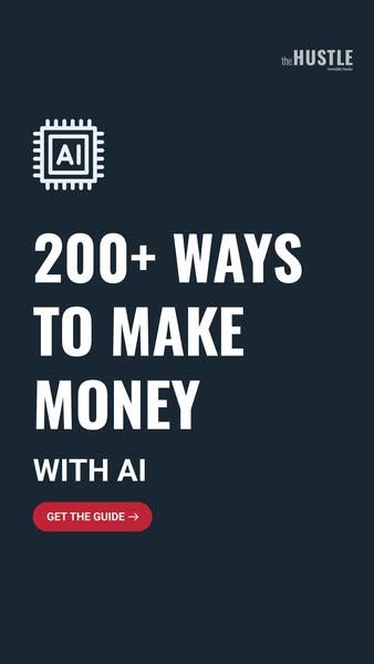 This ad promotes a guide that provides 200+ ways to make money using AI.