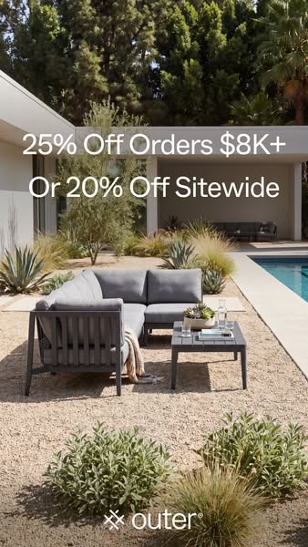 This ad for Outer features a modern outdoor sectional sofa and a sale for a limited time.