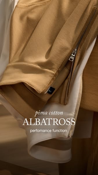 Close-up of the Albatross jacket from Pima Cotton highlighting the fit and the materials.