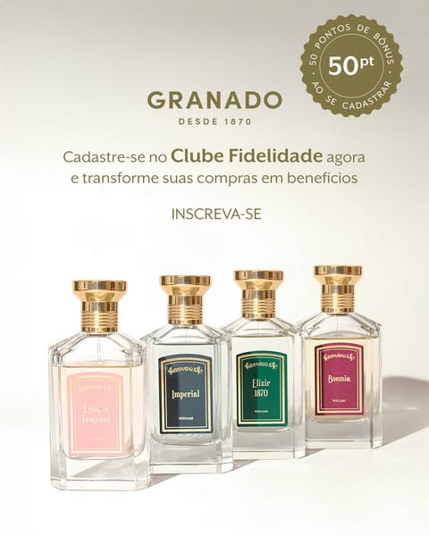 This image ad promotes Granado fragrances and their Clube Fidelidade loyalty program, enticing customers to sign up and 