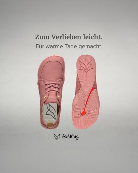 The ad features Wildling Shoes, showcasing the light and comfortable feel of their product. The ad presents a clean aest