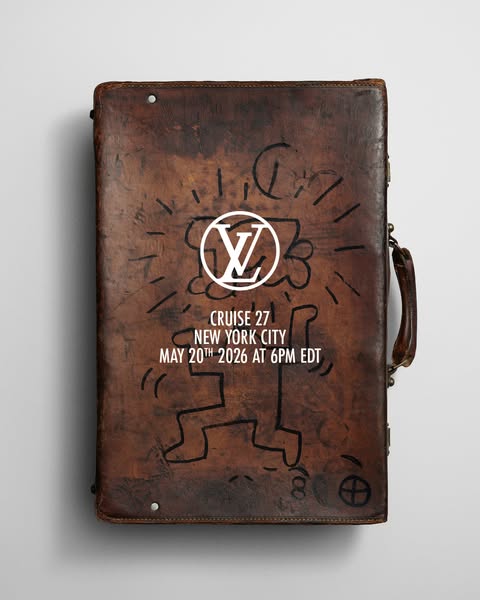 An image ad announcing the date, time, and location of the Louis Vuitton Cruise 27 collection event.