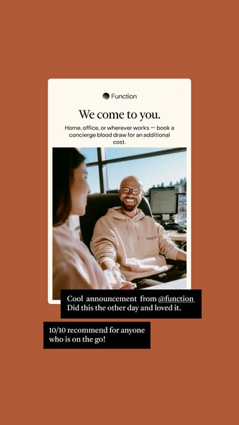 This ad highlights the brand's ability to provide concierge blood draws for an additional cost. The ad also incorpor