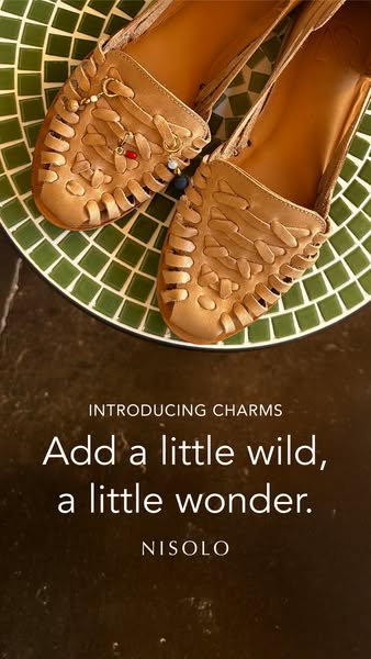 This image ad for Nisolo showcases their Charms shoe design, emphasizing their unique and stylish design. The ad highlig