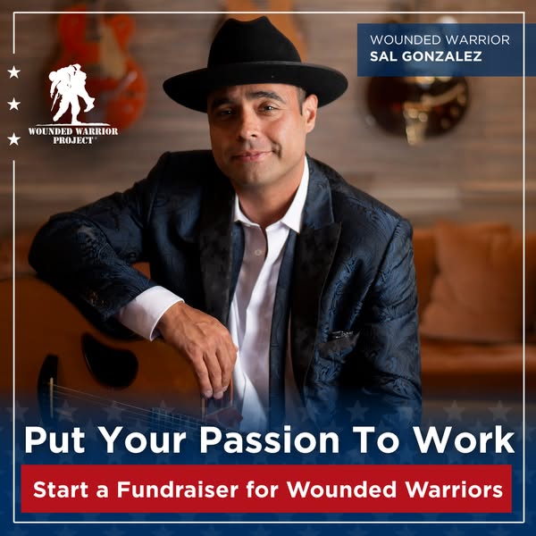 This ad encourages people to start a fundraiser for Wounded Warriors. It features Sal Gonzalez, identified as a Wounded 