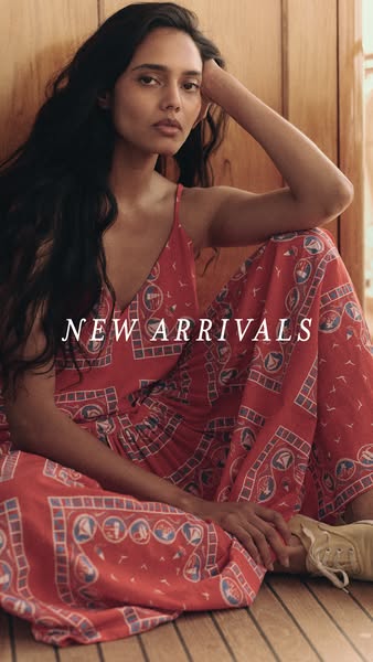 This ad showcases the new arrivals from the advertised brand with a relaxed and inviting tone.